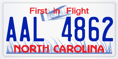 NC license plate AAL4862