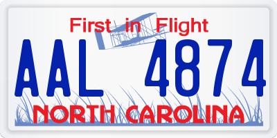 NC license plate AAL4874