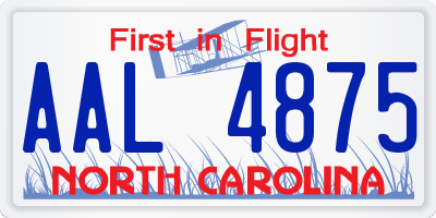 NC license plate AAL4875