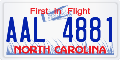 NC license plate AAL4881