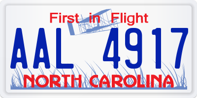 NC license plate AAL4917