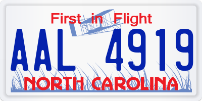 NC license plate AAL4919
