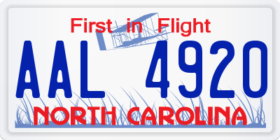 NC license plate AAL4920