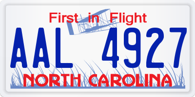 NC license plate AAL4927