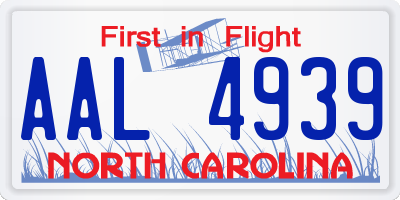 NC license plate AAL4939