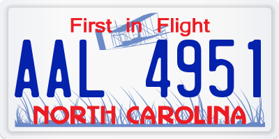 NC license plate AAL4951