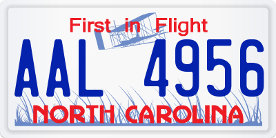 NC license plate AAL4956