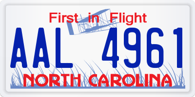 NC license plate AAL4961