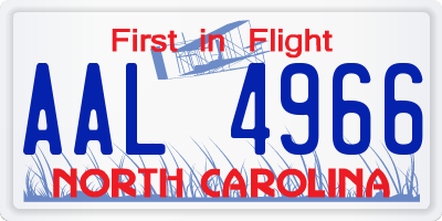 NC license plate AAL4966