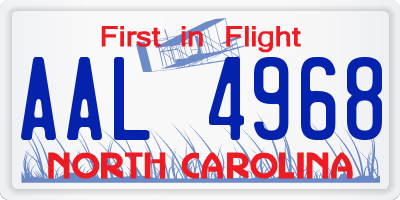 NC license plate AAL4968