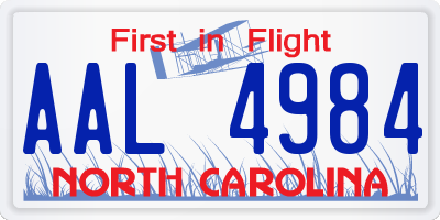 NC license plate AAL4984