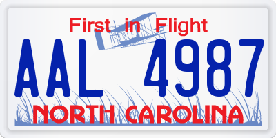 NC license plate AAL4987