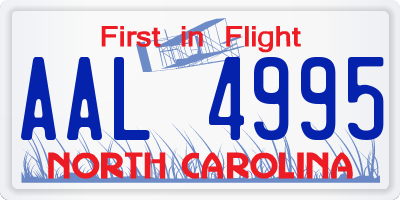 NC license plate AAL4995