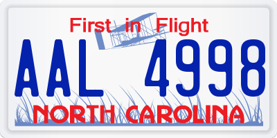 NC license plate AAL4998
