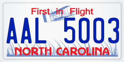 NC license plate AAL5003