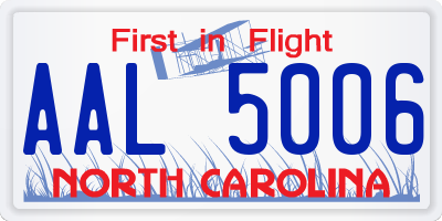 NC license plate AAL5006