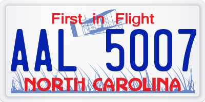 NC license plate AAL5007