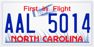 NC license plate AAL5014