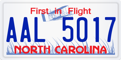 NC license plate AAL5017