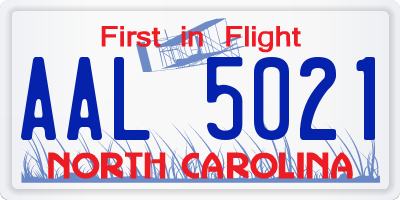 NC license plate AAL5021