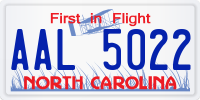 NC license plate AAL5022