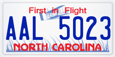 NC license plate AAL5023