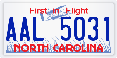 NC license plate AAL5031