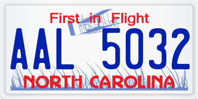 NC license plate AAL5032