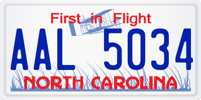 NC license plate AAL5034