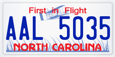 NC license plate AAL5035