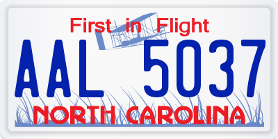 NC license plate AAL5037