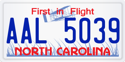 NC license plate AAL5039