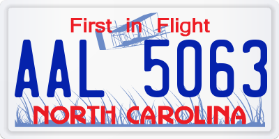 NC license plate AAL5063