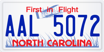 NC license plate AAL5072