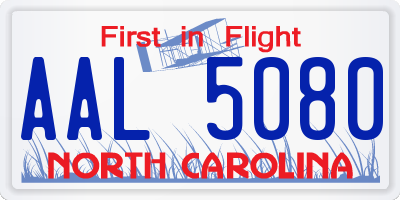 NC license plate AAL5080