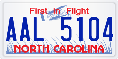 NC license plate AAL5104