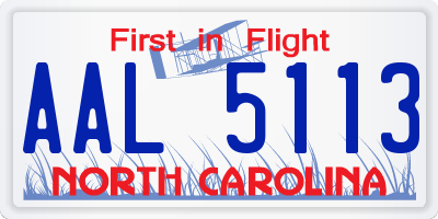 NC license plate AAL5113