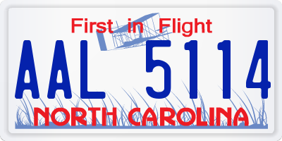 NC license plate AAL5114