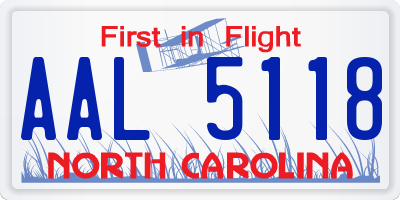 NC license plate AAL5118