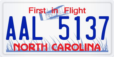 NC license plate AAL5137