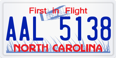NC license plate AAL5138