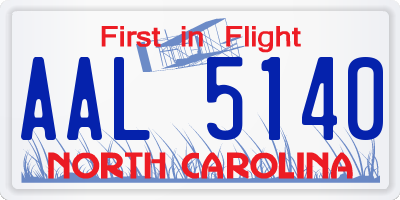 NC license plate AAL5140