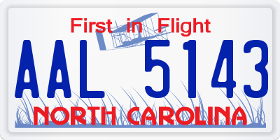 NC license plate AAL5143