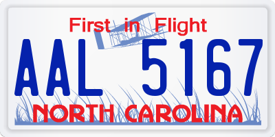 NC license plate AAL5167
