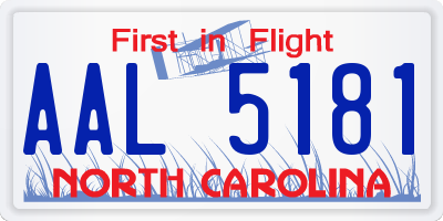 NC license plate AAL5181