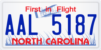 NC license plate AAL5187