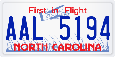 NC license plate AAL5194