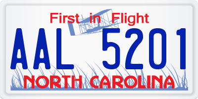 NC license plate AAL5201