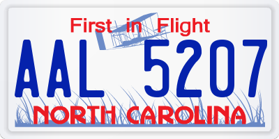 NC license plate AAL5207