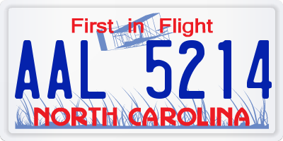 NC license plate AAL5214